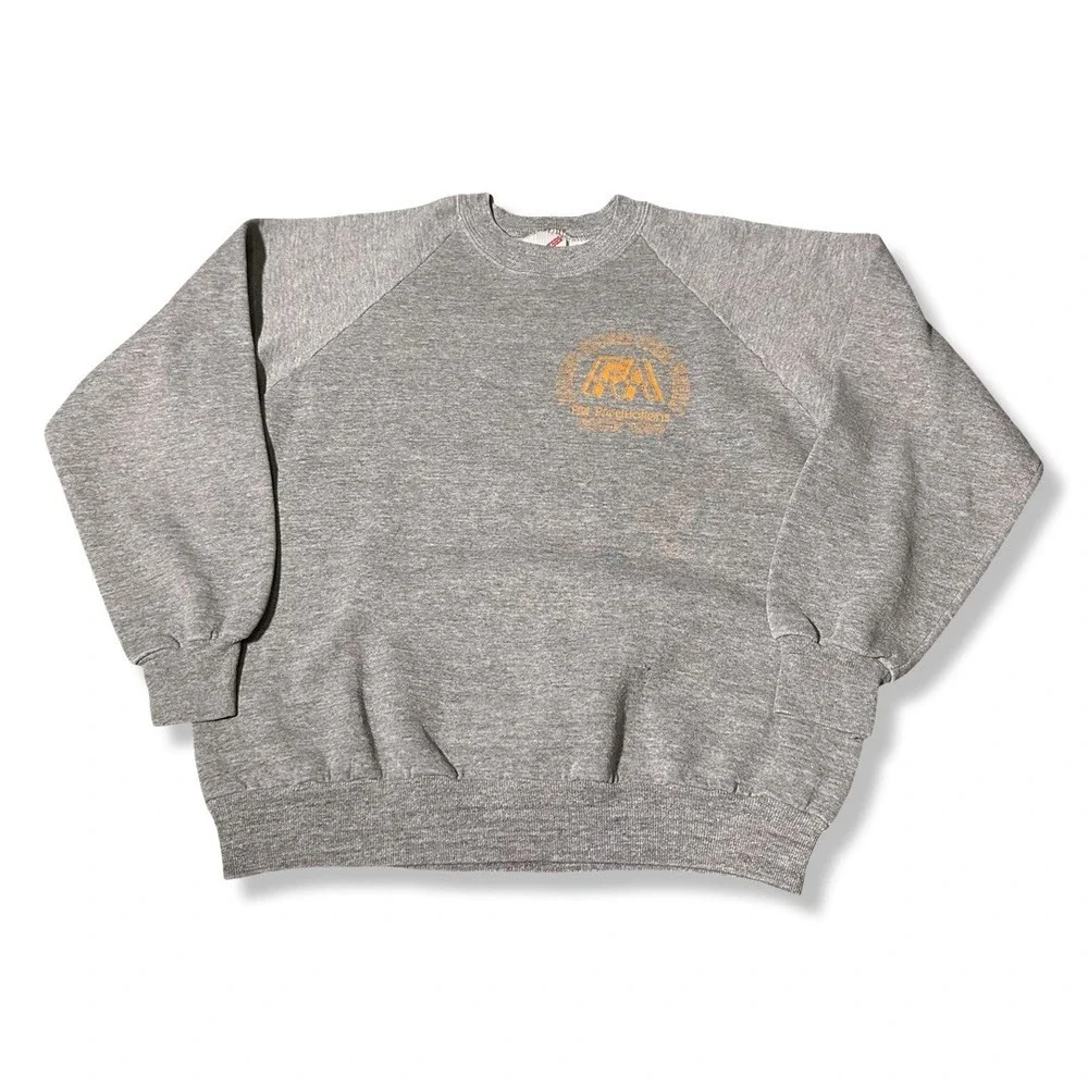 Vintage Rolling Stones Steel Wheels Tour Gray Sweatshirt FM Productions 80s L